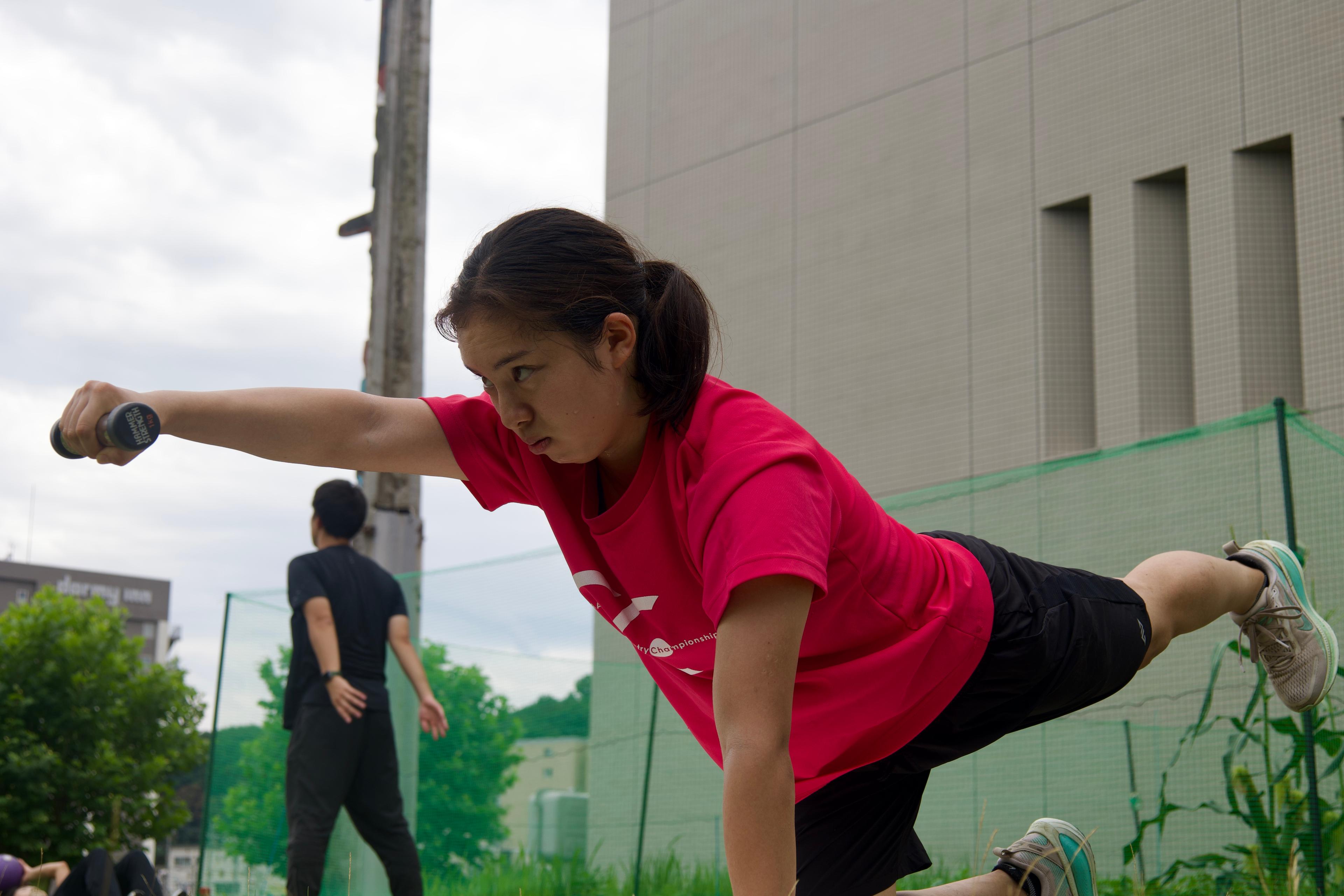 トレーニング中の杉森選手の写真