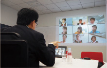 President Masuda interacting with employees online during COVID-19